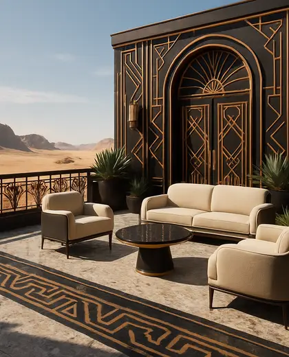 art deco salon — terrace (desert)
