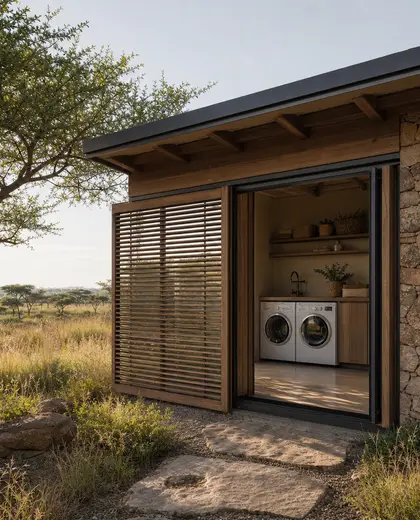 sustainable facade — laundry room (savanna)