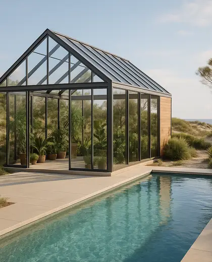 contemporary greenhouse — pool (coastal)