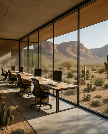 modern yard — open office (desert)