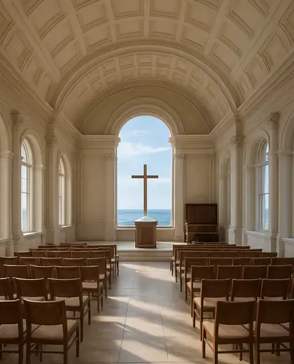 neoclassical church — conference hall (coastal)