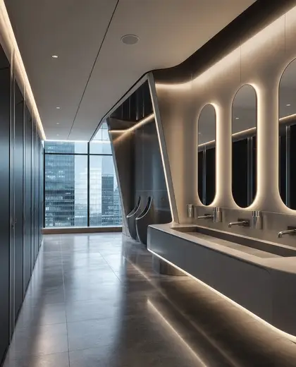futuristic office space — bathroom (urban)