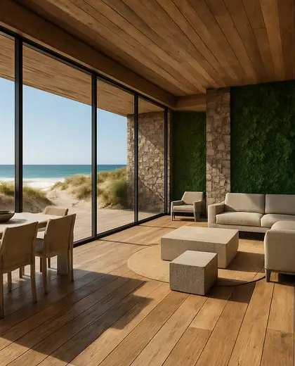 sustainable home — main hall (beach)