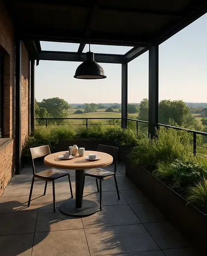 industrial rooftop garden — breakfast nook (rural)