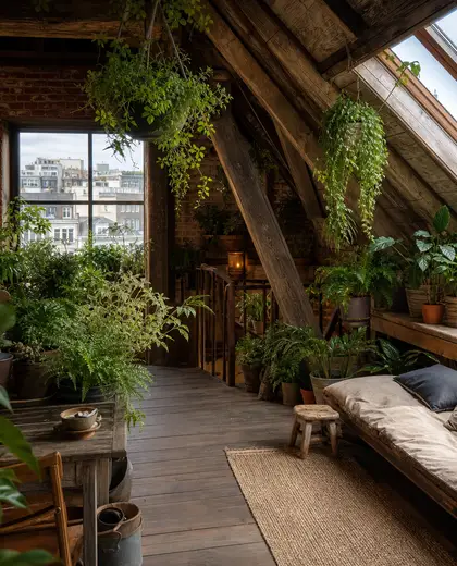 rustic indoor garden — attic (urban)