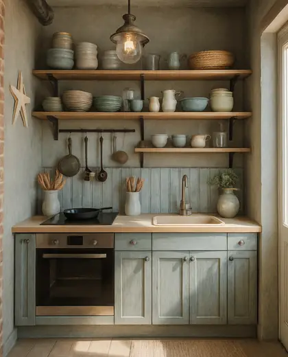 industrial apartment — small kitchen (coastal)