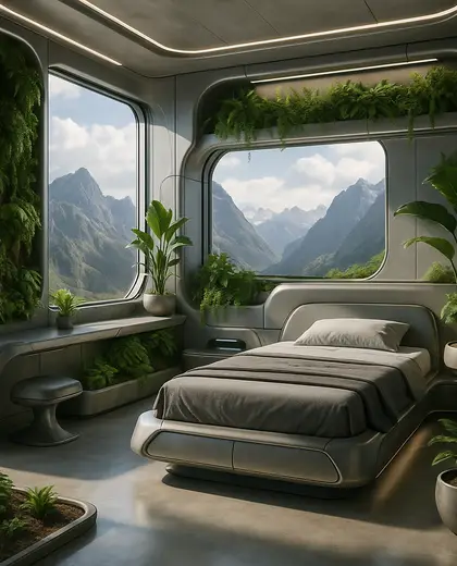 futuristic indoor garden — youth bedroom (mountain)