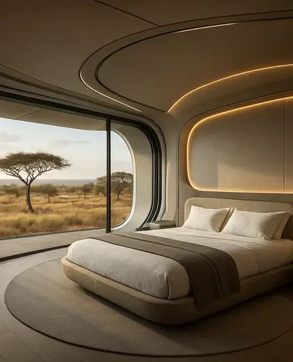 futuristic hotel — master bedroom (savanna)