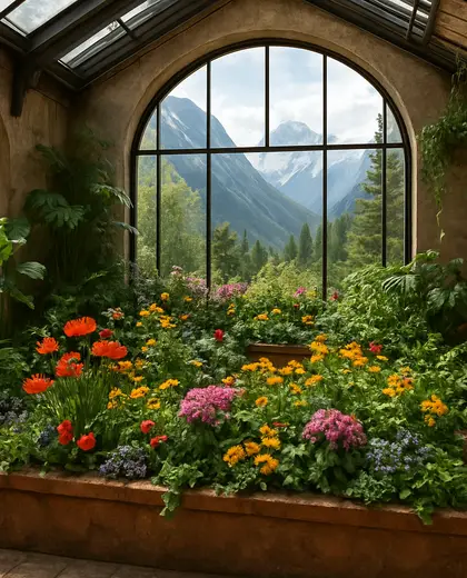 eclectic indoor garden — flower bed (mountain)