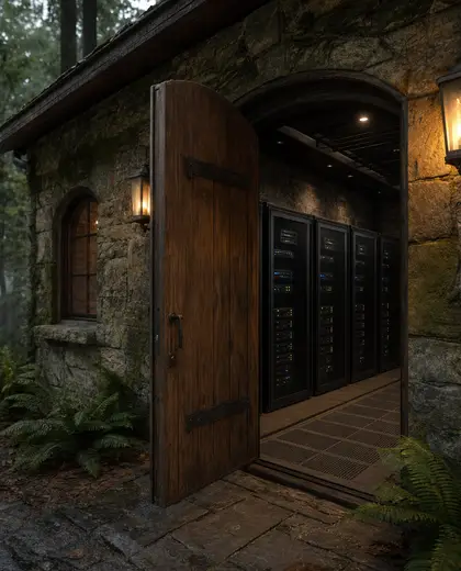 vintage hotel — server room (forest)