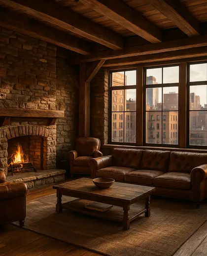 rustic house — living room (urban)