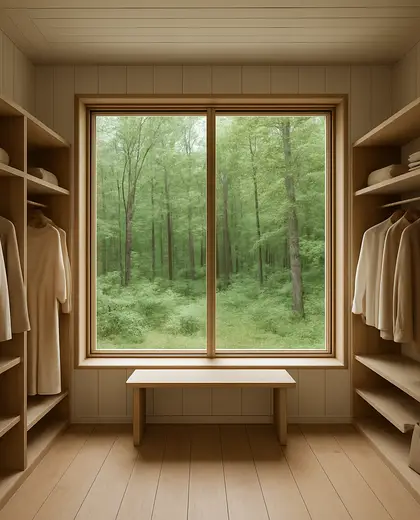 minimalist farmhouse — walk in closet (forest)