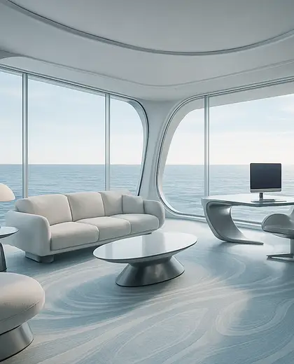 futuristic office space — family room (ocean)