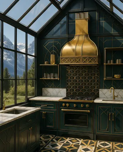 art deco greenhouse — small kitchen (alpine)