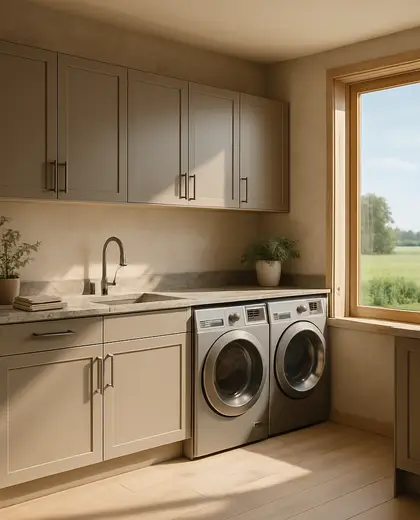 contemporary home — laundry room (rural)