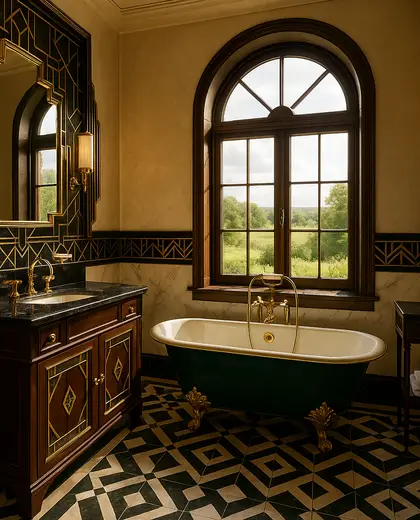 art deco house — bathroom (rural)