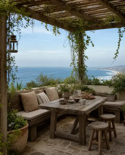 rustic rooftop garden — breakfast nook (ocean)