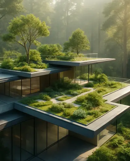 futuristic rooftop garden — main hall (forest)