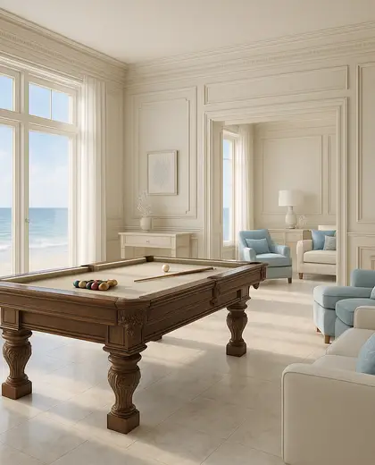 neoclassical condo — game room (coastal)