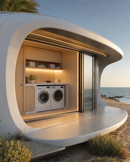 futuristic facade — laundry room (beach)