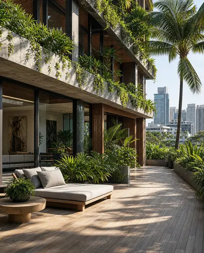 tropical facade — deck (urban)