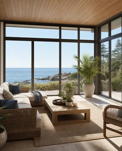 modern public space — sunroom (coastal)