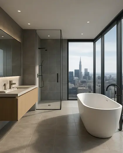 modern penthouse — bathroom (urban)
