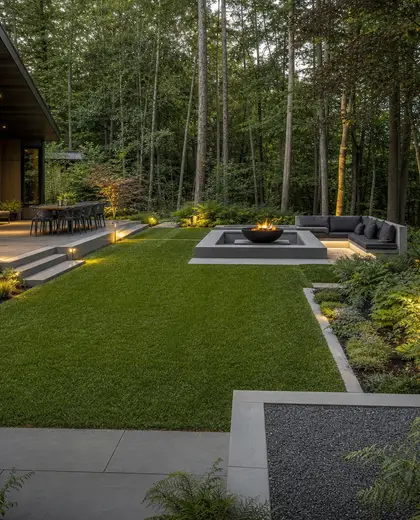modern yard — backyard (forest)
