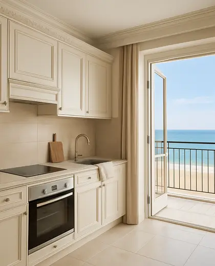 neoclassical apartment — small kitchen (beach)