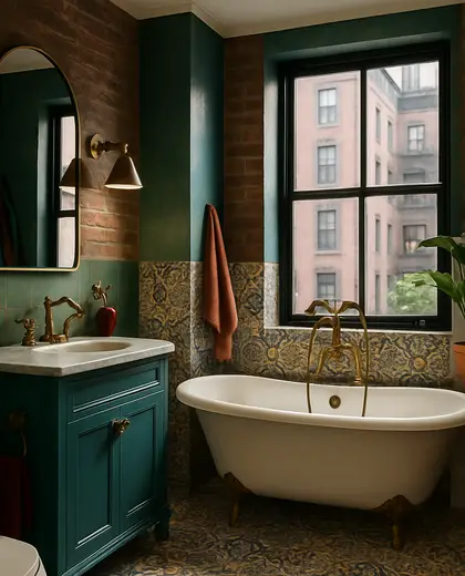 eclectic apartment — bathroom (urban)