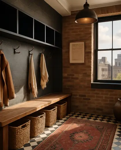 eclectic penthouse — mud room (urban)