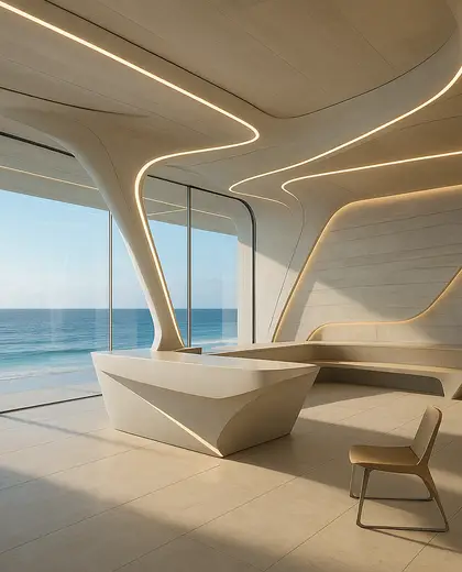 futuristic house — reception (coastal)