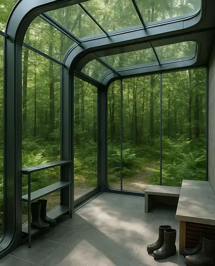 futuristic greenhouse — mud room (forest)