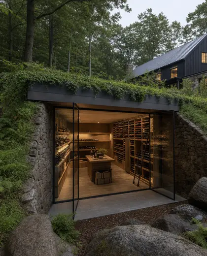 contemporary farmhouse — wine cellar (forest)