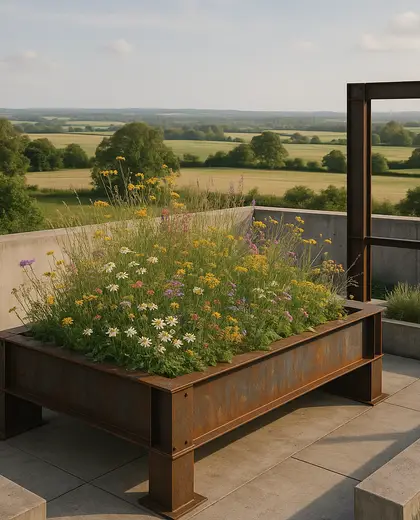 industrial rooftop garden — flower bed (rural)