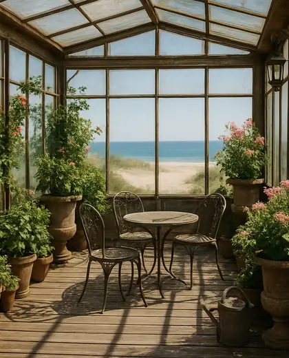 vintage rooftop garden — sunroom (beach)