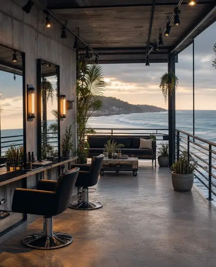 industrial salon — terrace (coastal)