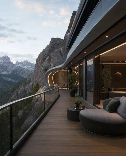 futuristic apartment — deck (mountain)