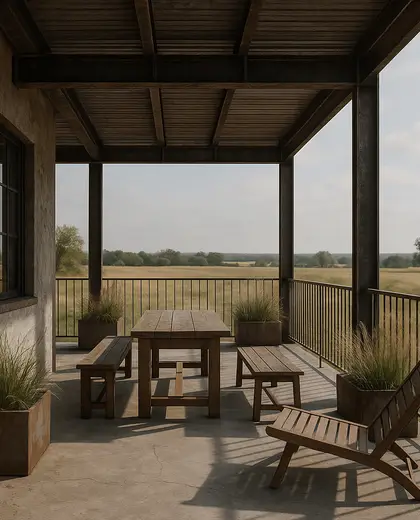 industrial yard — balcony (rural)