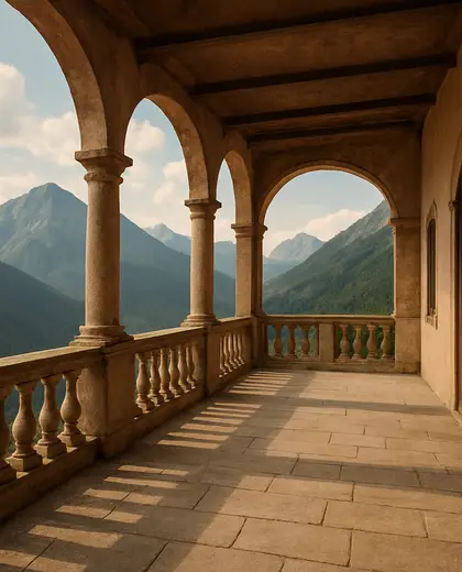 vintage public space — terrace (mountain)