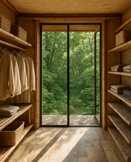 sustainable hotel — walk in closet (forest)