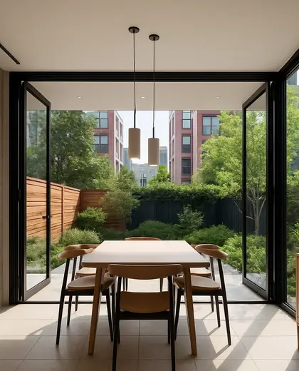 modern yard — informal dining room (urban)