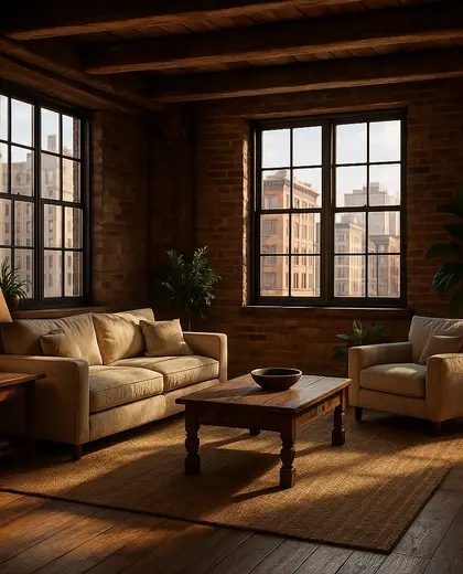 rustic apartment — living room (urban)