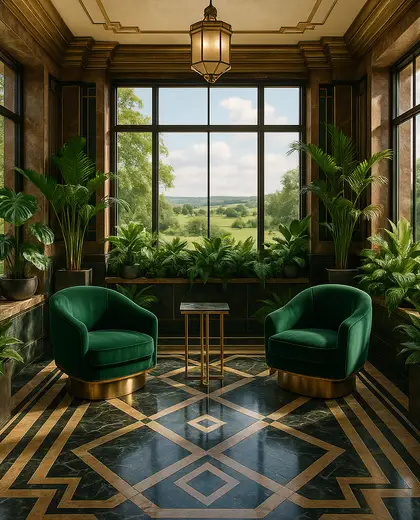 art deco indoor garden — rest room (rural)