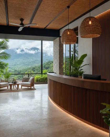 tropical office space — reception (mountain)