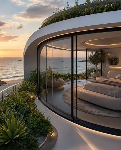 futuristic rooftop garden — bedroom (beach)