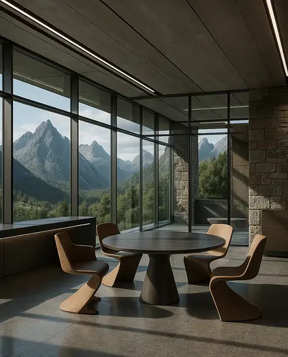 futuristic salon — informal dining room (mountain)