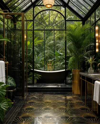 art deco greenhouse — bathroom (tropical)