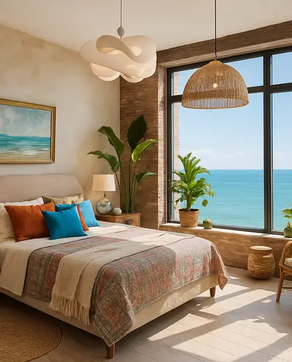 eclectic penthouse — bedroom (coastal)
