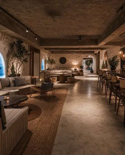 eclectic hotel — basement (beach)